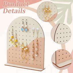 Wood Ear Stand - 106 Hole Ear Holder - Button Ear Hook - 2 Tone Jewellery Holder voor Persoonlijk Gebruik - Craft Exhibitions — thumbnail 4