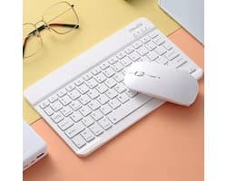 Premium Draadloos Toetsenbord Met Muis - QWERTY - Ergonomisch - Geschikt Voor Tablet, Ipad, Telefoon, Laptop - Kleur WIT