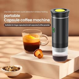 Draadloze Draagbare Espresso Machine - 3-in-1 Oplaadbare Koffiemaker voor Capsules en Poeder - 7500mAh - Geschikt voor Reis, Camping, Auto en Kantoor - Groen — thumbnail 4
