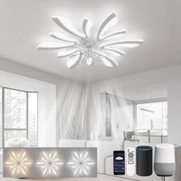 Plafondventilator met Kroonluchter, 78 cm, Slimme Verlichting, Stille Werking, Instelbare Snelheden, Voor Slaapkamer en Woonkamer — thumbnail 2