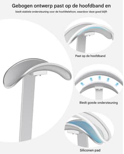 Stevige hoofdtelefoonstandaard - bureauaccessoire - geschikt voor over-ear hoofdtelefoons en gaming headsets - gemaakt van aluminiumlegering, ABS en siliconen - zilverwit — thumbnail 4