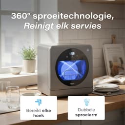 Skoov Mini Vaatwasser met waterreservoir - 3 couverts - 6 wasprogramma's - 45cm - Kleine smalle vrijstaande afwasmachine - Camping - Grijs — thumbnail 14
