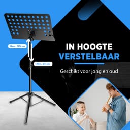 Finesse Muziekstandaard voor Bladmuziek - XL - Opvouwbaar - met Draagtas - Lessenaar - voor Tablet - Zwart — thumbnail 2