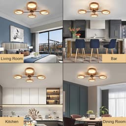 Moderne Dimbare LED Plafondlamp Ø74cm met Afstandsbediening en Houten Ringen — thumbnail 1
