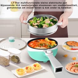 VIN® Hotpot Electrisch Chinees – Kaasfondue Pan Elektrische Multipan – Multifunctioneel 1.7L - Chinese Fondue 200/600Watt – Saute Pan – Friteuse – Hete Pan- Stomer – Langzame Kookplaat – Gemakkelijk Schoon te Maken - Groen — thumbnail 4