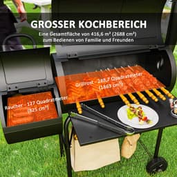 Outsunny Charcoal Grill Stahl 109L x 60B x 120H cm Schwarz — thumbnail 5