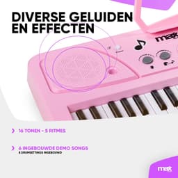 Keyboard piano kinderen - MAX KD61P - Keyboard met 61 toetsen - Keyboardstandaard en oplaadbare accu - Roze — thumbnail 4