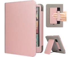 Hoes voor 7-Inch Kindle Paperwhite 12e Gen 2024 en Kindle Colorsoft met Auto Sleep/Wake, Handriem en Opvouwbare Standaard - Roze Goud