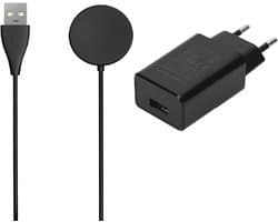 Bandz smartwatch oplader met adapter geschikt voor de Samsung Galaxy Watch 7 / 6 (Classic) / 5 (Pro) / 4 (Classic) / 3 (41mm & 45mm) / Active (2) / FE / Galaxy Watch Ultra / Ultra 2025 - Magnetische USB-A oplader - 100cm oplaadkabel (zwart)