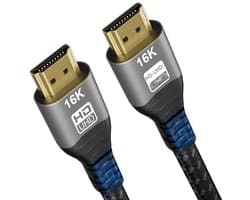 HDMI-kabel - HDMI 2.2-kabel - Ondersteunt 16K@60Hz, 12K/10K@120Hz, 8K@240Hz, 4K@480Hz - Geschikt voor HDMI 2.1-kabel - Geschikt voor het aansluiten van PS5, Xbox, soundbar, Fire TV, laptops en HDTV's - 2 meter
