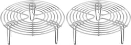 RVS Stoomrek - 2 Stuks - Ovenrooster - Ronde Stoomrek - 7 cm hoog - Magnetron Rek - Kookspullen - Stoommandr - Keukenonderzetter - kookrek dumpling - stoomrek - voor snelkookpannen en airfryers - 16 x 16 x 7 cm — thumbnail 1