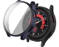 Screen protector - Geschikt voor Samsung Galaxy Watch 6 - 40 mm - Full Cover Hard Case / Beschermend Hoesje - Donkerblauw