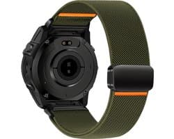 Stravo Nylon Bandje met Magneet voor Garmin Fenix 5 (Plus)/Fenix 6 (Pro)/Fenix 7 (Pro-Sapphire-Solar)/Fenix 8-47mm/Fenix E-Garmin Epix (Pro) Gen 2-47mm - Quickfit 22 / 22mm band voor Garmin smartwatches - Stevig & Verstelbaar Horlogebandje - Groen