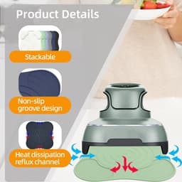 3 stuks hittebestendige mat - geschikt voor Ninja CRISPi Airfryer FN101EUGY - 27.2cm Antislipmat - Zwart & grijs & donkerblauw - Warmte-isolerende mat — thumbnail 7