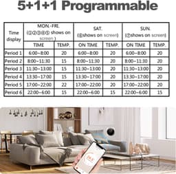 Slimme Tuya WiFi-thermostaat met spraakbesturing 5A Digitale programmeerbare temperatuurregelaar voor vloerverwarming Digitale intelligente wandthermostaat met dimbare lichtkleur voor waterverwarming Compatibel met Tmall Genie Amazon Home — thumbnail 4