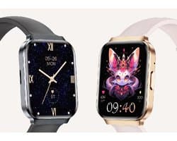 Smartwatch voor Dames 1.75 Inch - Android & iOS - Siliconen bandje - Belfunctie - Sporthorloge - Hartslagmeter - Stappenteller - Slaapmonitor - Social Media Activiteit - Dames en heren