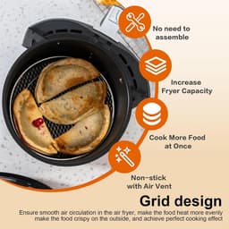 3 stuks stapelbare manden voor airfryer, manden voor heteluchtfriteuse roestvrij staal, heteluchtfriteuse rooster diameter 20 cm, met siliconen voetjes in anti-verbrandingsclips, voor bakken — thumbnail 3