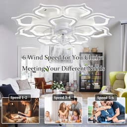 Grote Plafondventilator 80CM met Dimbaar LED Licht en Afstandsbediening - Stille Motor, Zomer/Winter Stand — thumbnail 2