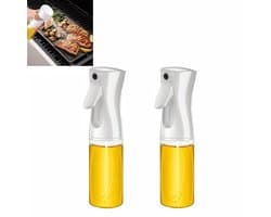 2 stuks 200 ml oliesprayfles - Lekvrij ontwerp voor eenvoudig gebruik - Kookoliespray - Keuken BBQ oliesprayfles - 195 * 54 mm - Geschikt voor keuken BBQ, Airfryer, salade, bakken - Wit