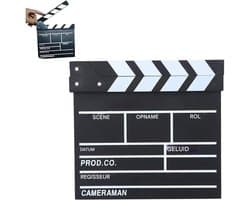 2-delig filmklapbord - 20 x 20 cm - Regisseurklapbord/synchroonklapbord - Houten filmklapbord rekwisiet - Geschikt voor film, televisie, opnames en reclames - Zwart