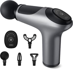 Spiermassagepistool, spiermassagepistool, 3200 tpm geluidsarm massagepistool, impactmassager, uitgerust met 6 snelheidsregeling, 4 massagekoppen, voor het verlichten van spierpijn — thumbnail 1