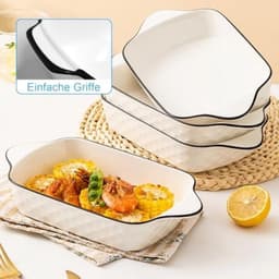 PromoHome Set van 4 Keramieken Ovenschaaltjes met Handvatten - Voor Oven, Magnetron en Airfryer — thumbnail 2