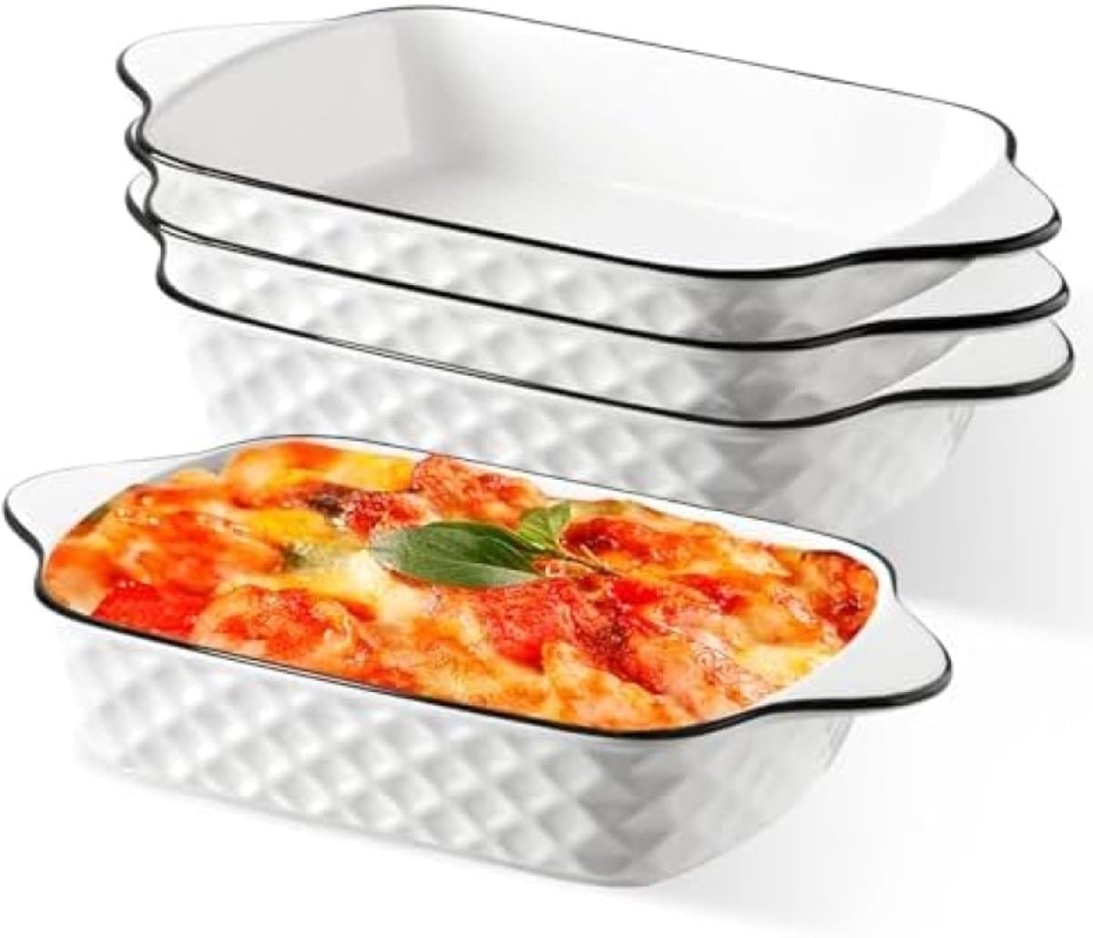 PromoHome Set van 4 Keramieken Ovenschaaltjes met Handvatten - Voor Oven, Magnetron en Airfryer — afbeelding 1