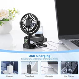 Mini-ventilator met Clip, 4 Snelheden, USB Oplaadbare Tafelventilator voor Thuis en Kantoor — thumbnail 5