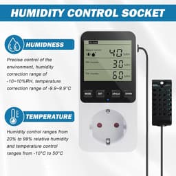Digitale Hygrostaat met Sensor en Alarm | Temperatuurregelaar voor Luchtvochtigheid en Verwarming — thumbnail 4