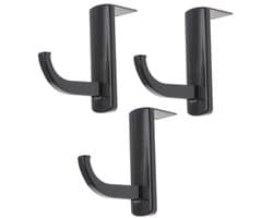 PHENOFICE Pack of 3 self-adhesive headphone holders, hooks, ideal for storing headsets, black, table or monitor, space-saving and practical, stable grip for all headphones
