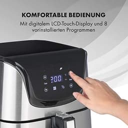 Zilverkleurige 5.4L heteluchtfriteuse met LCD-touchscreen en 8 programma's — thumbnail 3