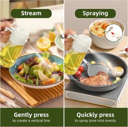 2 olievernevelaars voor het koken 16oz /470 ml olievernevelaars voor in de keuken, 2 in 1 olievernevelaar voor in de keuken, airfryer, salade, barbecue (ivoor, groen) — thumbnail 5