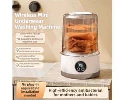 Draadloze mini-wasmachine van 1 liter, USB-opladen, 3000 mAh-batterij, draagbaar met twee snelheden, Geschikt voor op reis, Geschikt voor het wassen van sokken, ondergoed, kleding, kopjes, enz.