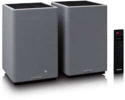 Lenco Hifi Speaker - Boekenplank speakers met Bluetooth - 80W - 2 stuks - Stereo set - SPB-240BKGY - Zwart/Grijs