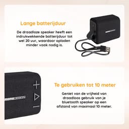Momo Design Bluetooth Speaker - Draadloze speaker - Muziekbox Draadloos - Draagbaar - 10 m bereik - Tot 20 uur batterijduur - Vermogen 5W - Inclusief batterij en Type-C-oplaadkabel - Zwart — thumbnail 3