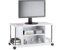 tv-meubel, op 4 wielen, open, verrijdbaar, MDF, HxBxD: 41,5 x 80 x 40 cm, tv kast, televisie meubel, wit