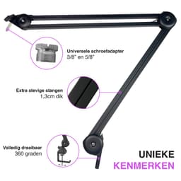 Sensic SA 10 Microfoon Arm met Popfilter - Microfoon Standaard - Boom Arm - Statief - Extra lang — thumbnail 4
