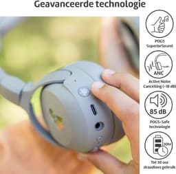 POGS - The Turtle - Draadloze over-ear koptelefoon met Noise Cancelling - Bluetooth - Veilige volumebegrenzing - Duurzaam - Gratis app voor extra functies - rGrijs — thumbnail 11