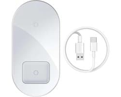 Baseus Simple Pro 2in1 15W Draadloos oplader Smartphone of Smartwatch - Wit