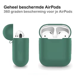 Hoesje - Geschikt voor Apple Airpods 2 - Siliconen Dun Met Clip - Case Cover - Silicone Hoes - Midnight Green — thumbnail 5