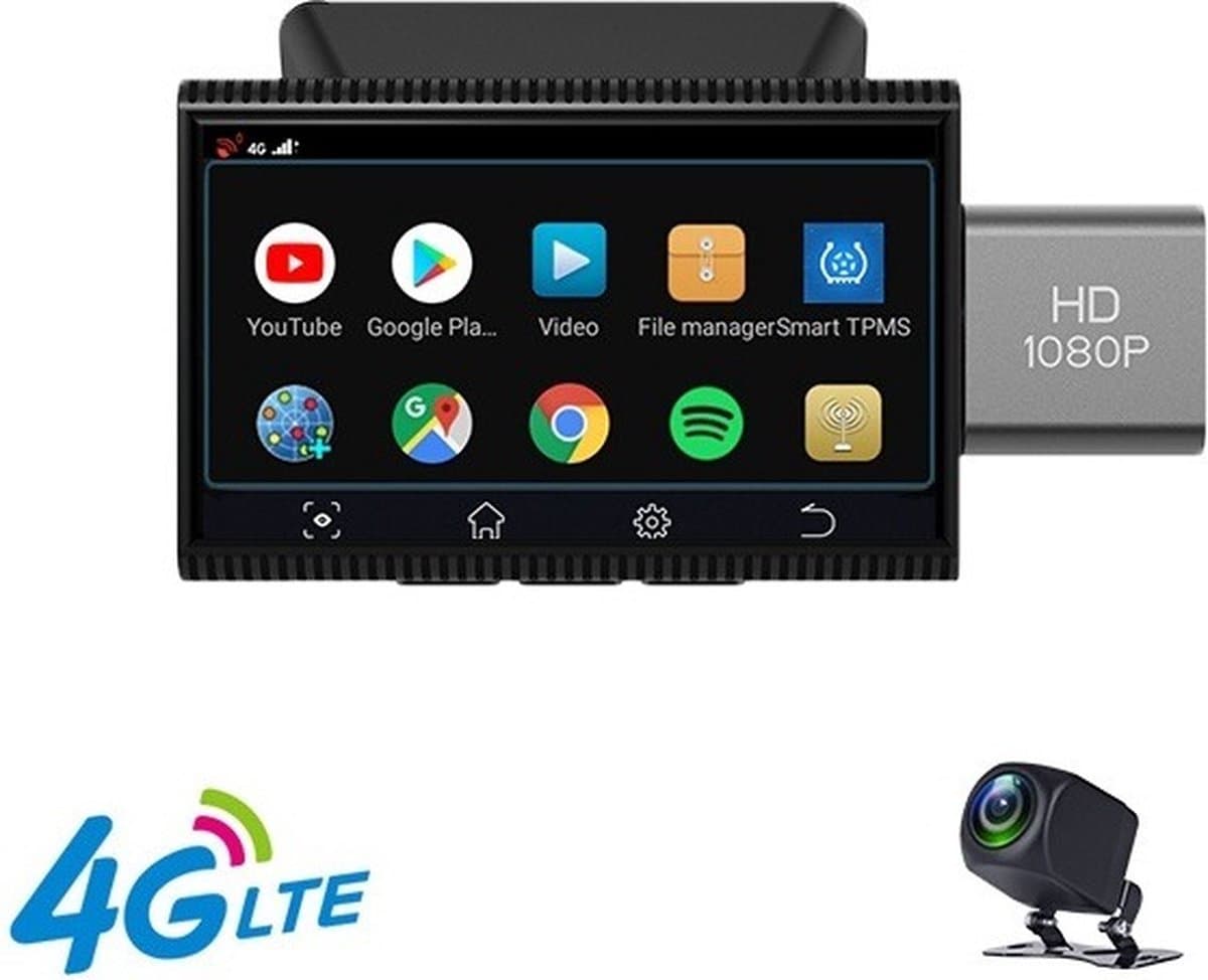 TechU™ Dashcam Voor en Achter Camera – M12 Zwart – Dashboardcamera – 3” Scherm – Full HD 1080P – GPS & Wifi – 150° Wijdhoeklens – Nachtvisie – Loop recording – Bewegingssensor – G-sensor – Parkeermodus – Incl. Achteruitrijcamera — afbeelding 1