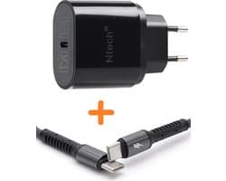 USB C Adapter 25W Snellader Met USB C naar USB C kabel 1M- Zwart