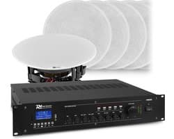 Geluidsinstallatie met Bluetooth, 4 zones, 8x inbouw speaker (8'') en 360W 100V versterker van Power Dynamics