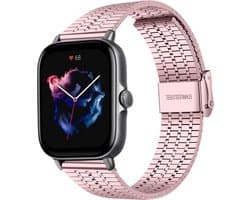 Strap-it Luxe roestvrij stalen smartwatch band - geschikt voor Xiaomi Amazfit GTS 1-2-3-4 - Mini / Bip / Bip S / Bip Lite / Bip U Pro / Amazfit GTR 42mm - rosé pink