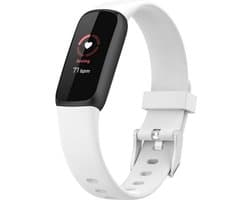 Siliconen Smartwatch bandje - Geschikt voor Fitbit Luxe siliconen bandje - wit - Strap-it Horlogeband / Polsband / Armband - Maat: Maat S