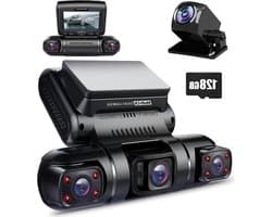 Dashcam 4-kanaals - Auto camera - Veilige ritten - Ingebouwde GPS - 1080P FHD - Zwart