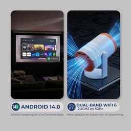 Mini Beamer - Android 13 - WiFi 6 & Bluetooth - HD Projector met 4K/8K Ondersteuning - Voor Thuisbioscoop & Gaming — thumbnail 4