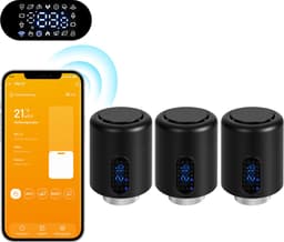 Slimme Thermostaatkraan voor Radiator – WiFi, App en 6 Modi – Zwart – 3-pack — thumbnail 1