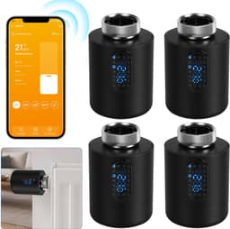 Slimme Thermostaatkraan voor Radiator – WiFi, App en 6 Modi – Zwart – 4-pack — thumbnail 1