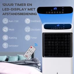 Sogiol® Aircooler - 4-in-1 verdamping sluchtkoeler - Draagbare Airconditioner - 12L Watertank - voor 25-35 m² - met Afstandsbediening & 12-uurs Timer - Wit — thumbnail 3